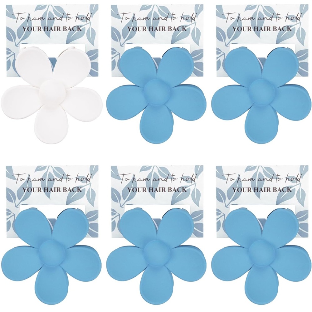 COPY - Wedding Beautiful Saying Card +(1) White &(5) Blue Flower Claw Hai…